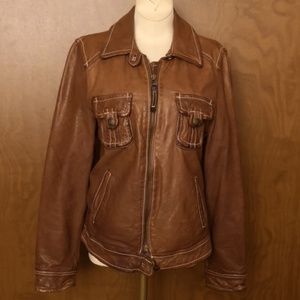 Aeropostale distressed leather jacket size M